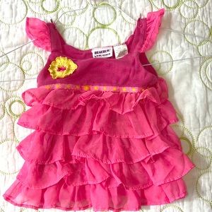 2T Girls Blueberi Blvd hot Pink chiffon ruffle top